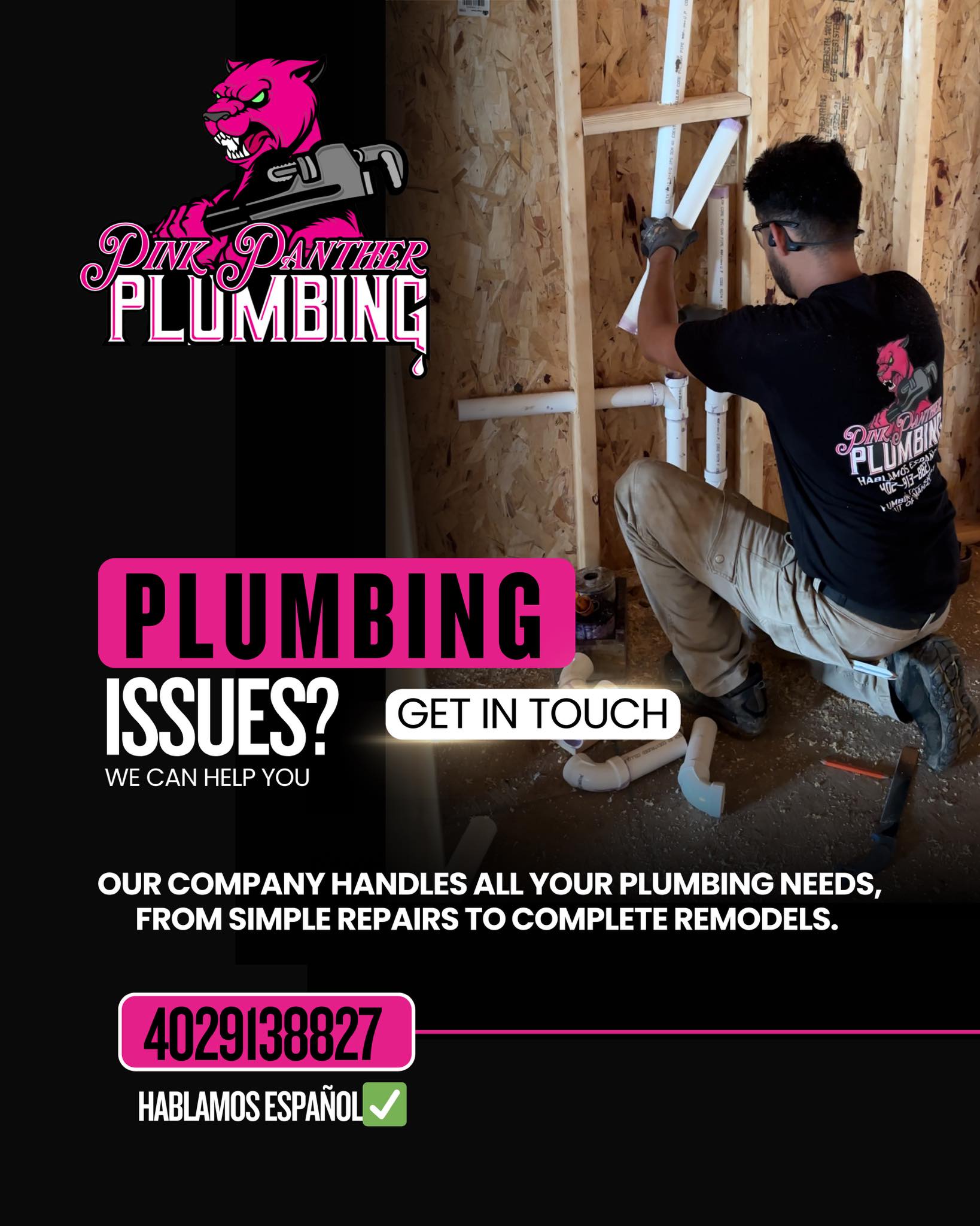 Pink Panther Plumber in High Vis Gear